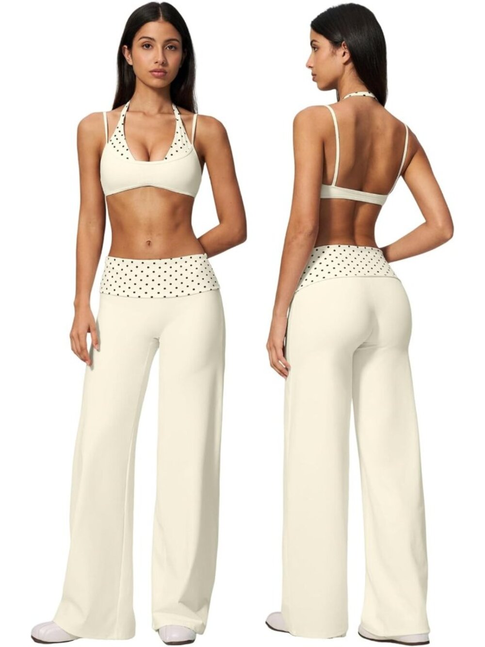 Stylish Women's Workout Sets - Halter Sports Bras & Wide Leg Yoga Pants